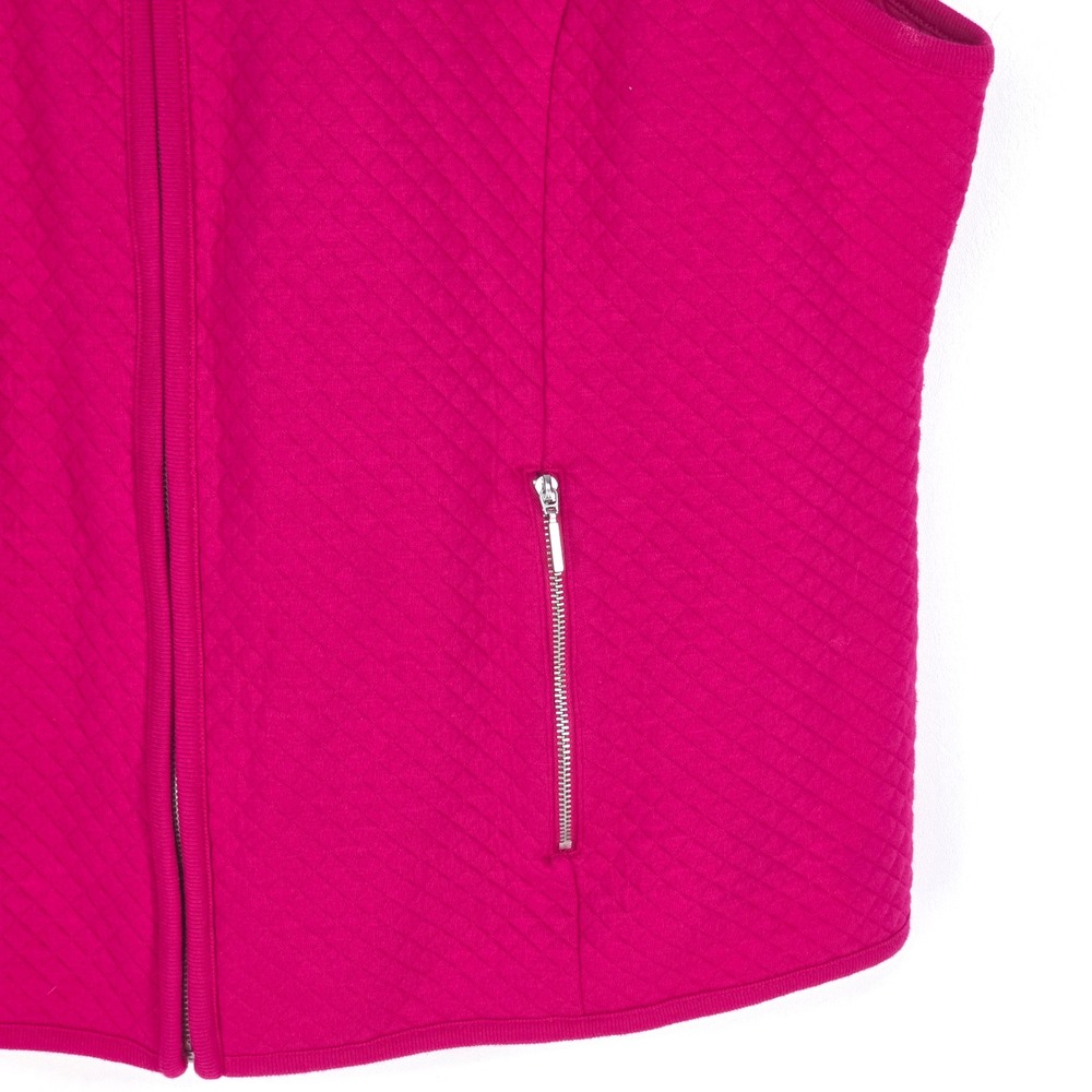 Karen Scott Sport Quilted Full Zip Vest Woman 2X Pink Barbiecore Athleisure Cozy - Picture 12 of 16